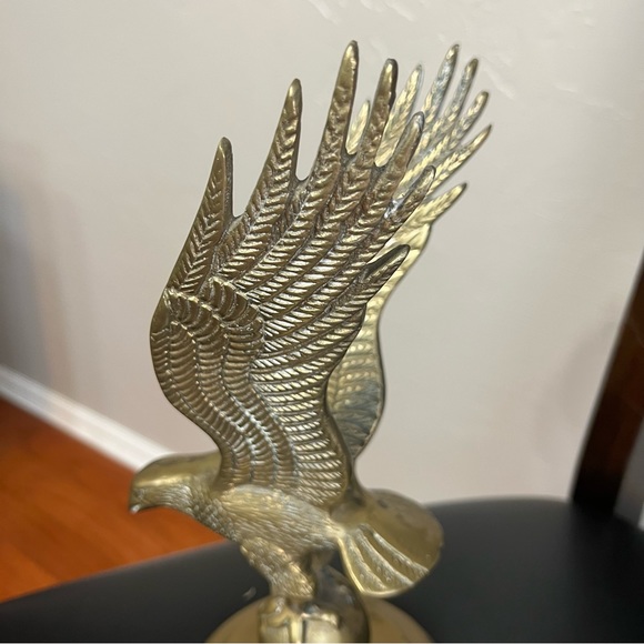 Antique Brass Eagle Sculpture - Picture 3 of 5